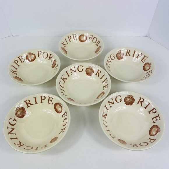 Wood & Sons Ripe For Picking Set Of 6 Bowls 6.5” Made in England Fine Tableware - Picture 2 of 5